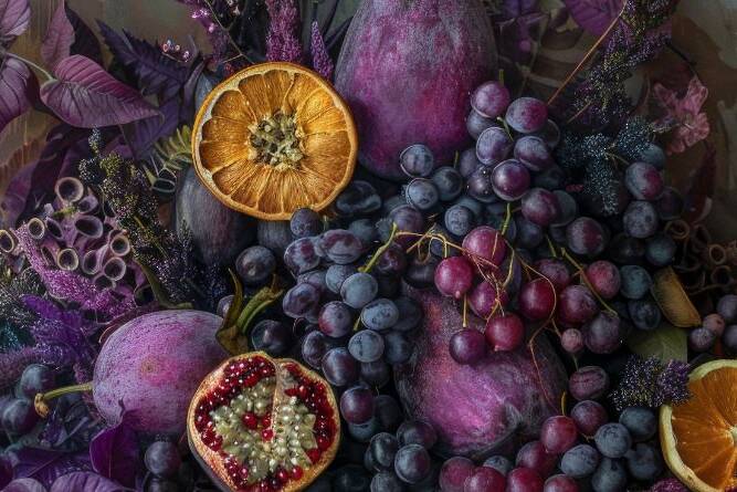 Black grapes on a wooden table highlighting antioxidant benefits.