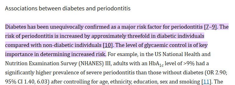 Dibetes as a major factor for periodontitis