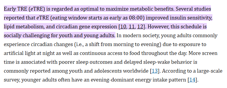 Study on Early Dinners and Disciplined Meals